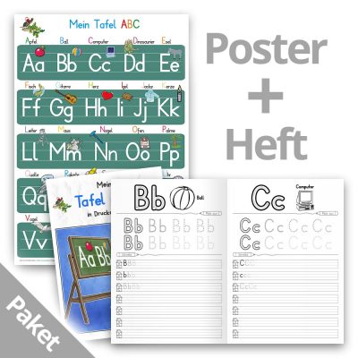 Mein Tafel-ABC Lernposter + Mein Tafel-ABC Schreiblernheft - in Druckschrift